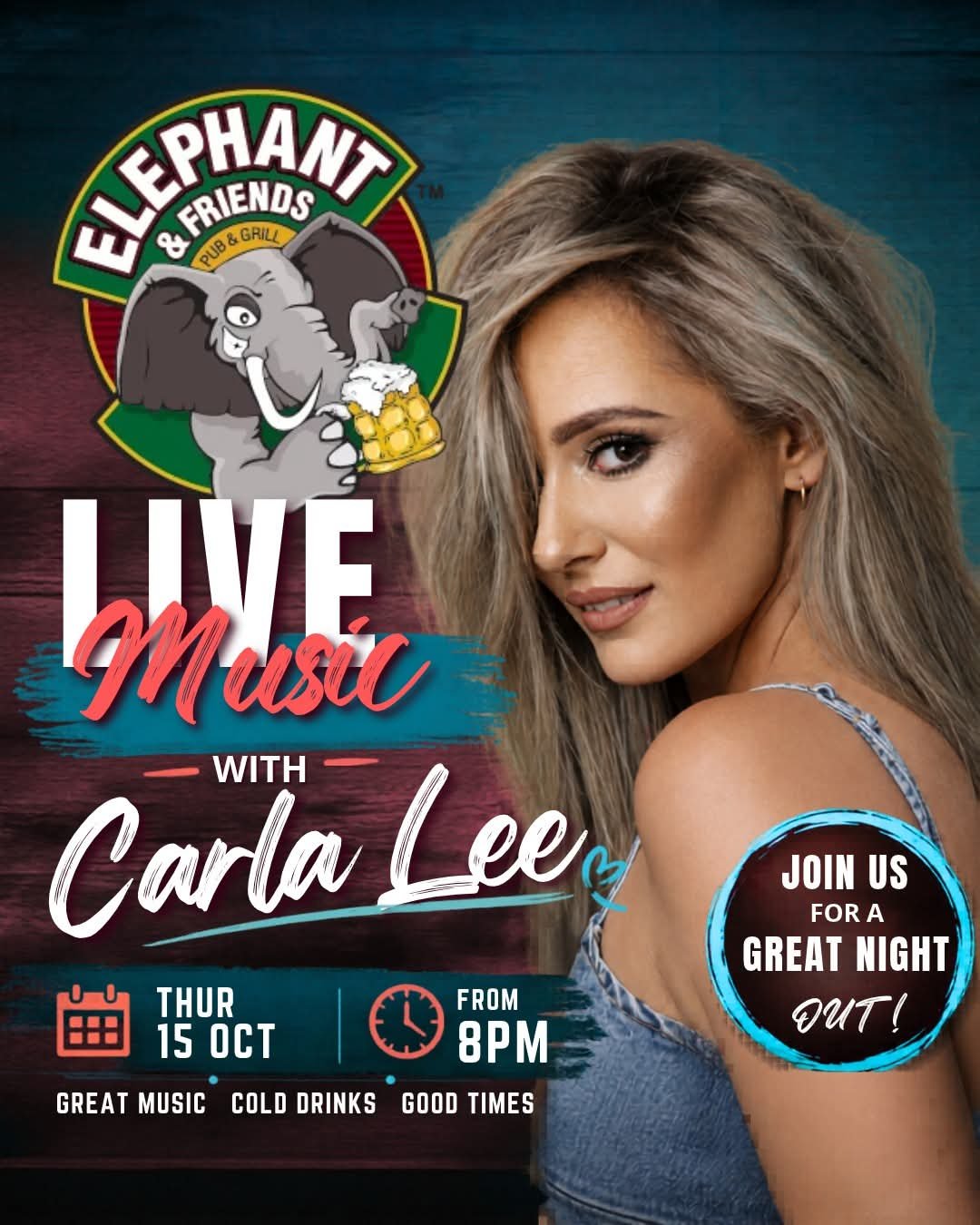 Carla Lee @ Elephant and Friends Pub & Grill Moreleta 15 Oct
