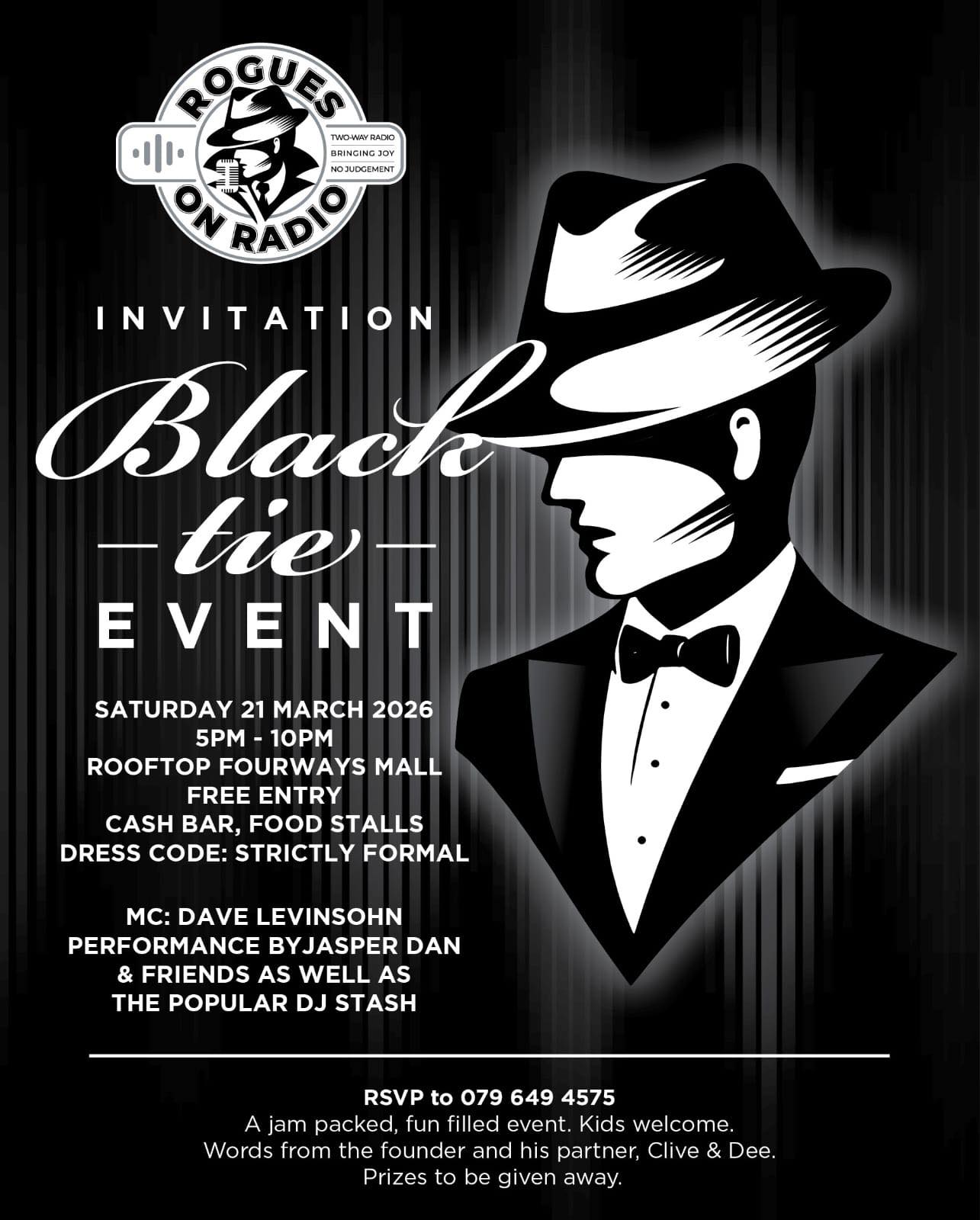Rogues on Radio Black Tie Event @ Fourways Mall Rooftop 21 March