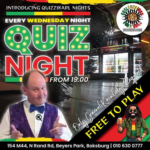 Quiz night @ Cool Runnings Benoni 5 Nov