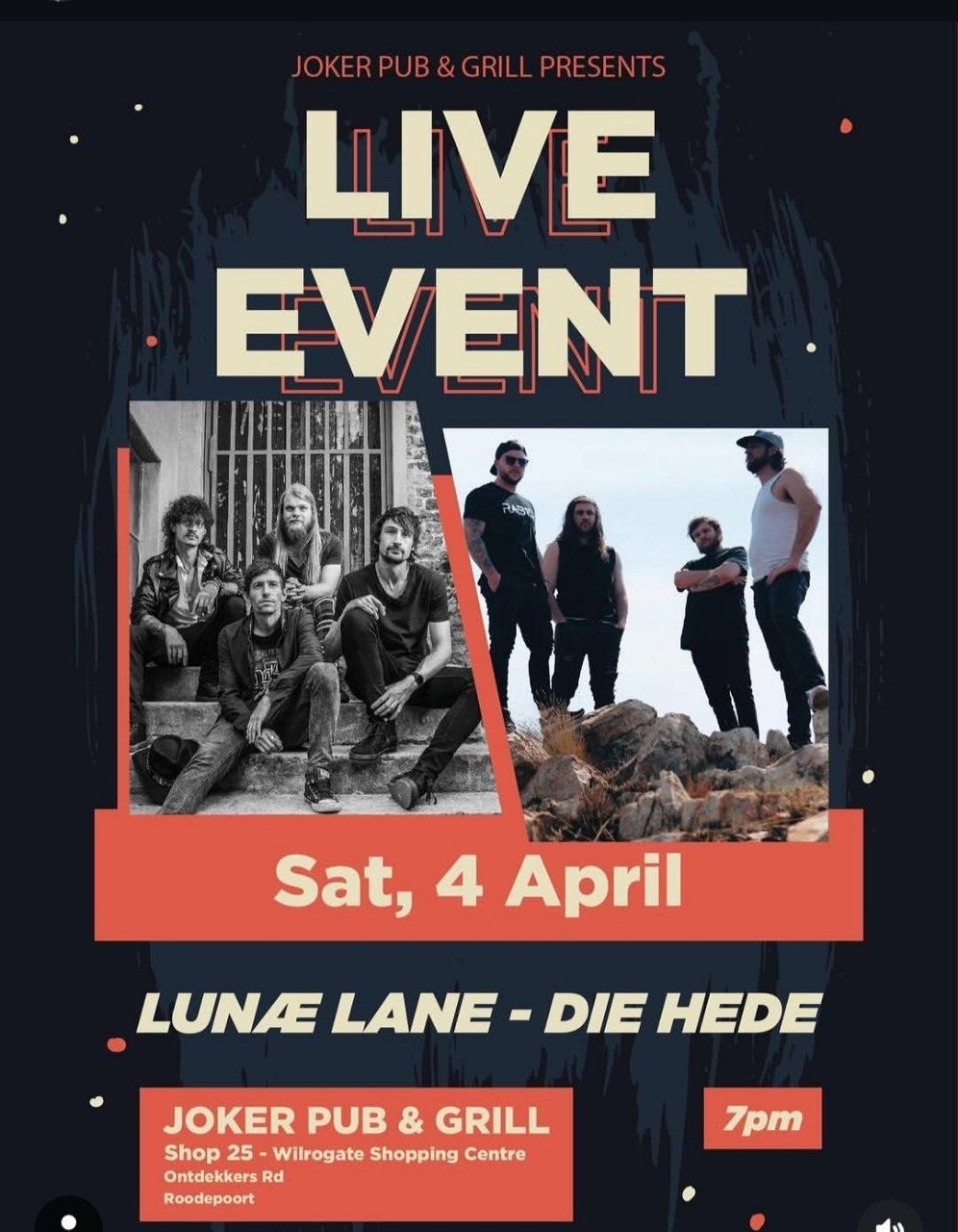 Lunae Lane - Die Hede @ The Joker Pub & Grill, Roodepoort, 4 April 2026 19:00