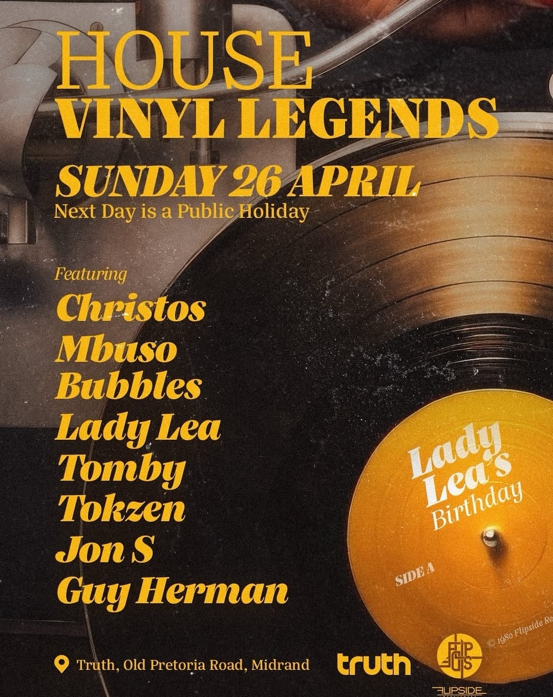 House Vinyl Legends @ Truth Night Club, Midrand, 26-04-2026